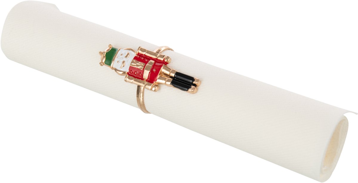J-Line servetring Notenkraker - ijzer - rood/groen - doos van 4 Multi