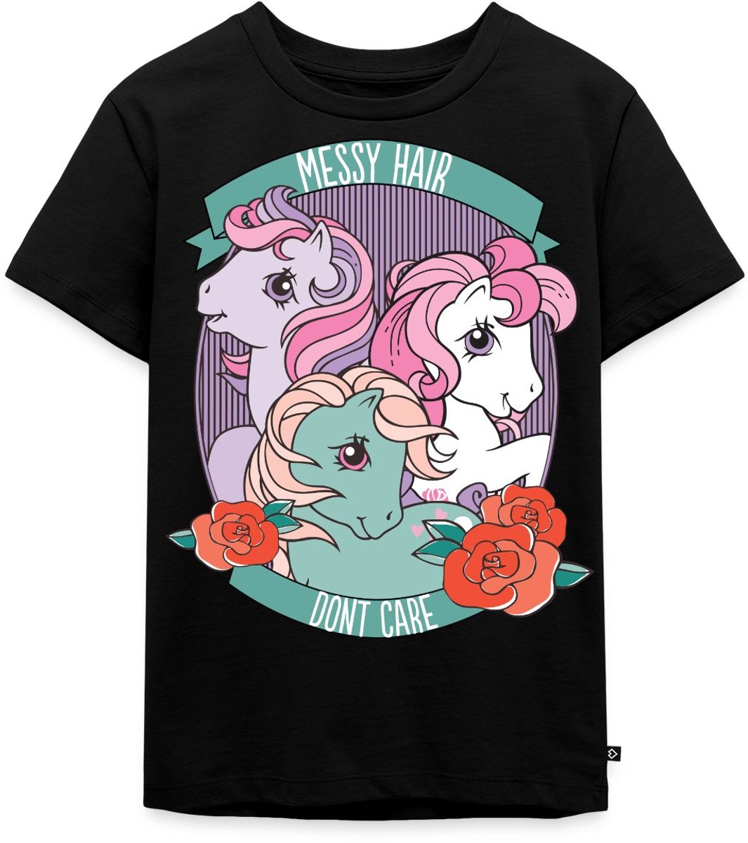 My Little Pony Retro Messy Hair Don't Care Statement Premium T Shirt Kinderen