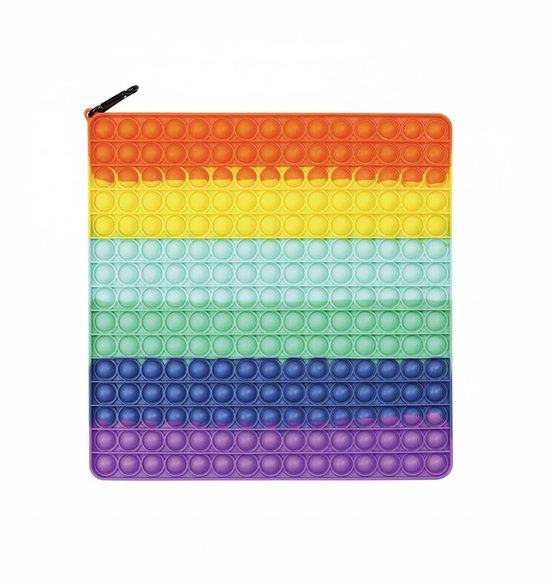Foto: Xxl pop it fidget toy regenboog kleuren schoencadeautje 30 x 30 cm