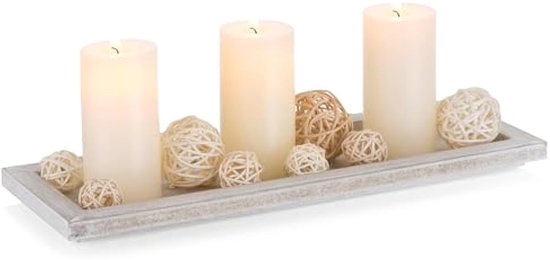 Plateau décoratif rectangulaire en bois : plateau oblong en bois, plateau à bougies vintage, bol en bois pour bougies, centre de table, décoration de table, table basse, cuisine