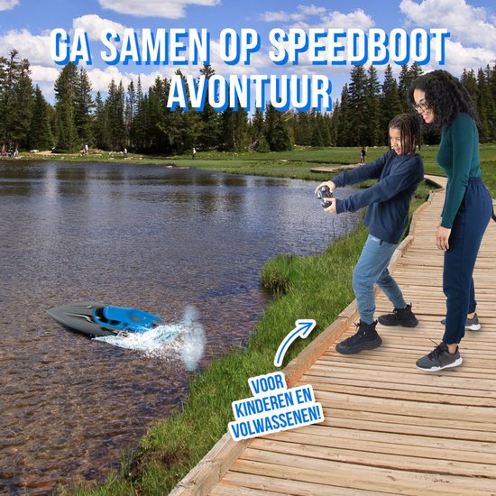 Bestuurbare Boot 30km/u - 150m Bereik - Kapseis-Proof - Kinderen - Voor Buiten - RC Speedboot - Afstandsbestuurbare Boot - Waterspeelgoed Buiten - Boat - Zwembad - Voor Jongens en Meisjes en Volwassenen - Blauw - Silvergear