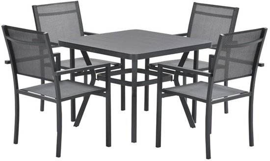 Ensemble de jardin 5 pièces - Chaises de jardin Moon - Table de jardin Douglas