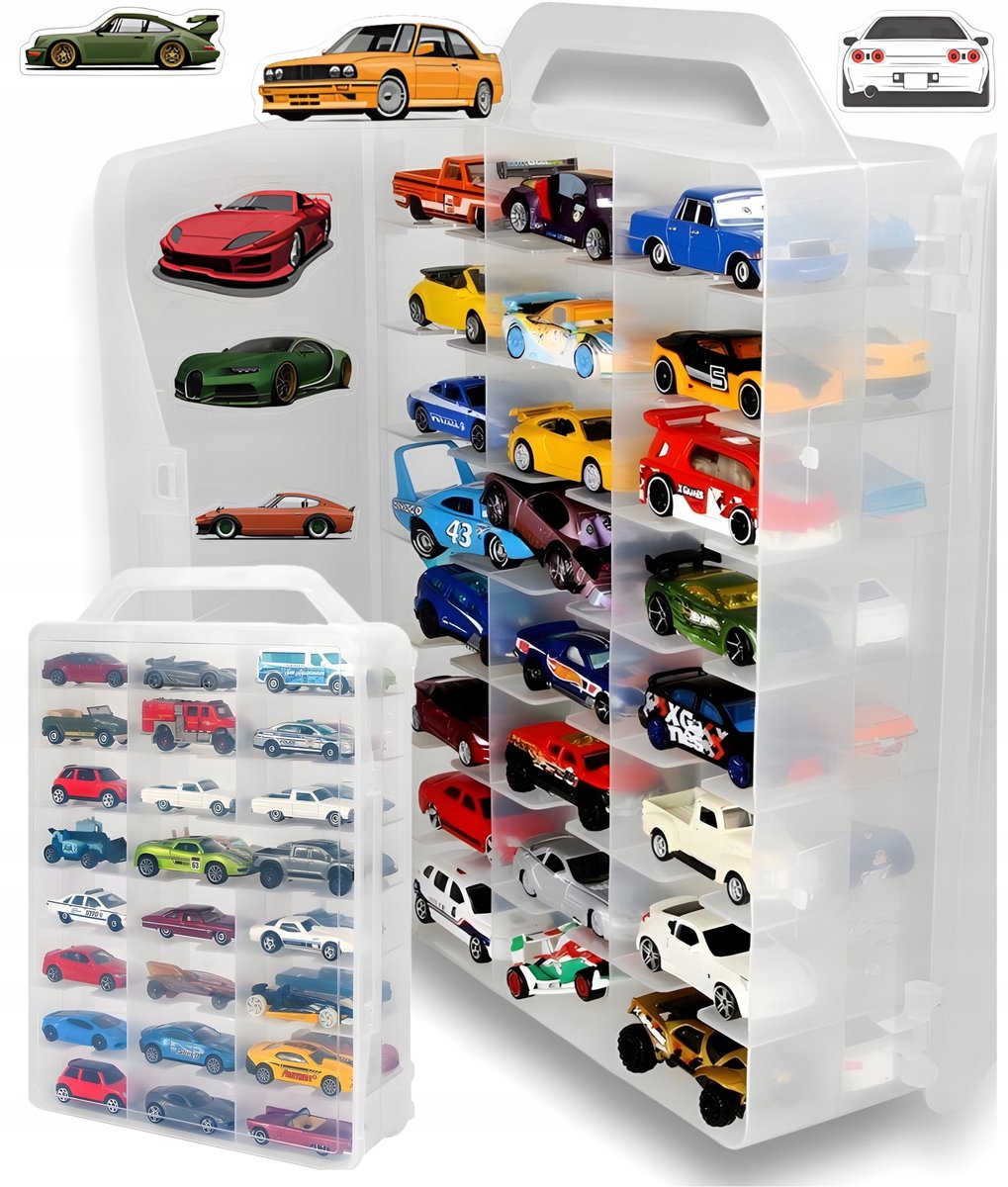 Opbergkoffer voor 48 Autootjes met Stickers