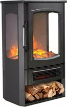 Elektrische Sfeerhaard LumiFlame Elite 2000W – Vrijstaande Elektrische Kachel met Realistisch Vlam-effect, Verwarming & Verstelbare Thermostaat – Luxe Elektrische Openhaard – Stille Heater – Zwart – Klassiek Design – 74 cm Hoog