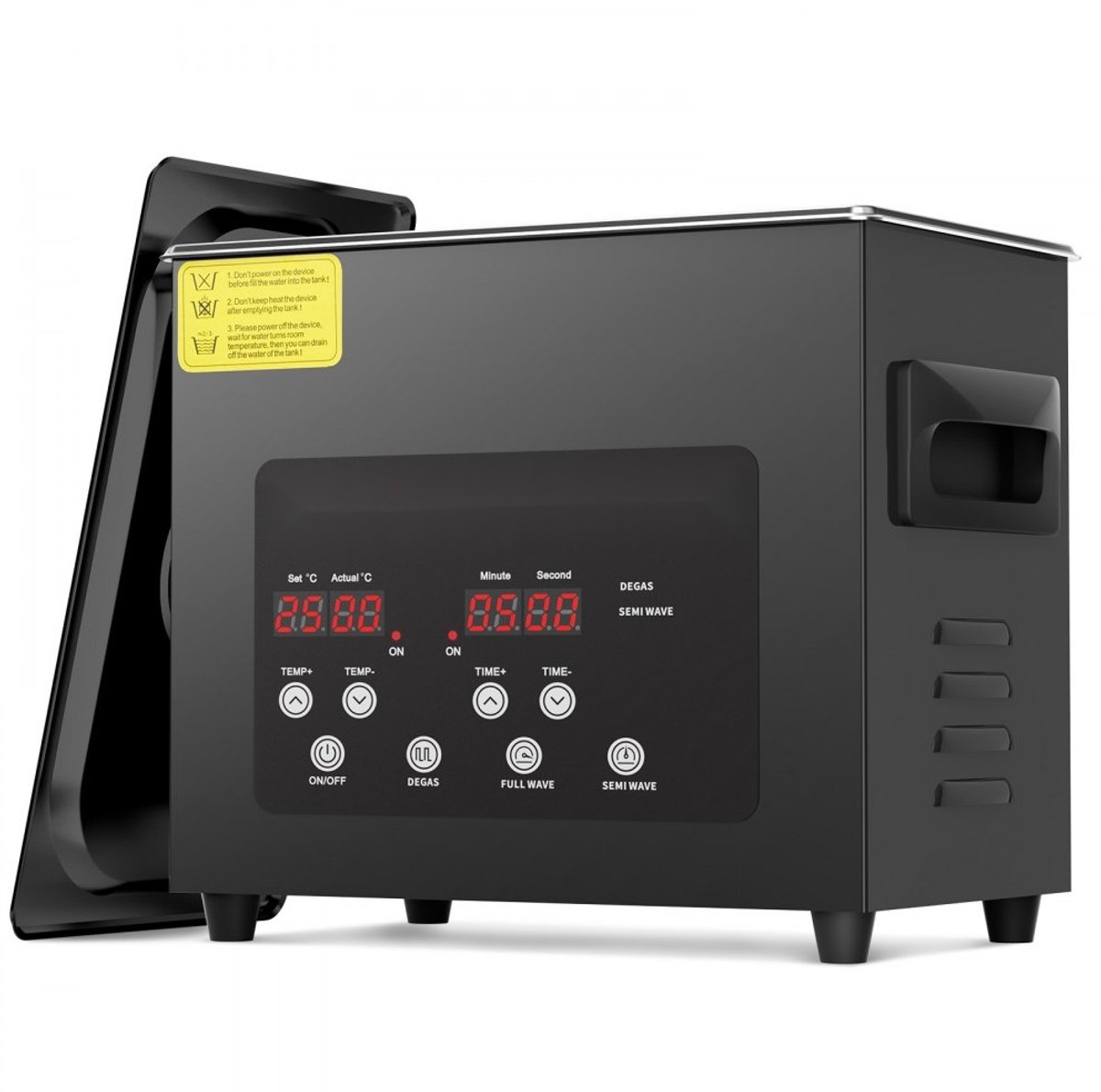 Ultrasoonreiniger 3 L - Digitaal ultrasoonbad - Vermogen 120 W - Frequentie 40 kHz - Met verwarming - Timer - Ontgassing - Voor sieraden, brillen & horloges - Zwart