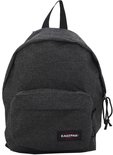 Donkergrijze Eastpak Orbit rugzak in denimlook, deels open.