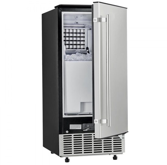 Onderbouw IJsblokjesmachine - Inbouwgeschikt - Capaciteit 36 kg/dag - Omkeerbare RVS Deur - Elektrische Afvoer - Voor Commercieel en Thuisgebruik - Zilver van Merkloos — afbeelding 5