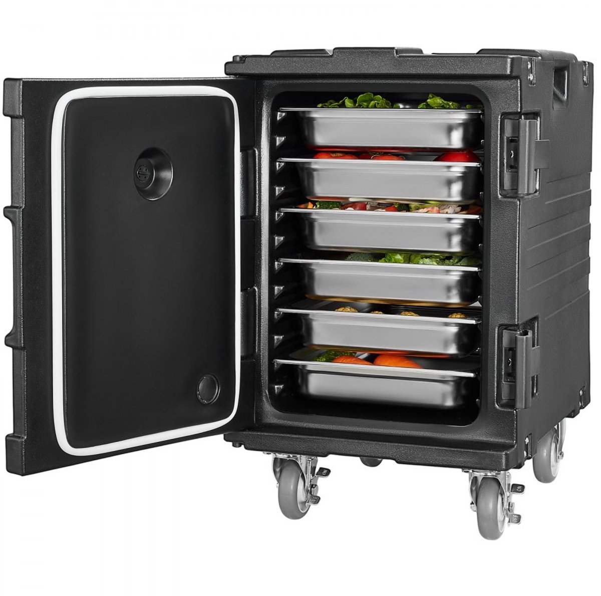 Thermobox voor Eten - Voedseltransportbox 90 L - Geïsoleerde Warmhoudbox - Met Gespsluiting - Voor Catering/Restaurant/Kantine - Zwart