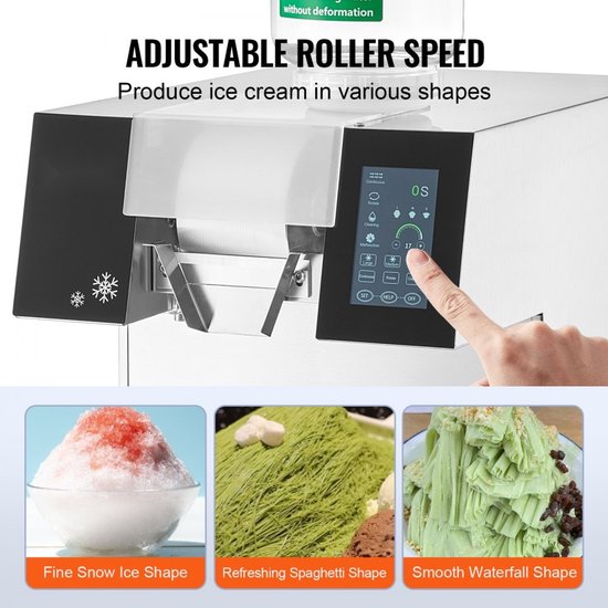 Schilferijsmachine - Commerciële sneeuwvlok-ijsmachine - Capaciteit 180 kg/24 uur - RVS Behuizing - Vloeistofkoeling - LCD-Touchscreen - Elektrisch van Merkloos — afbeelding 5