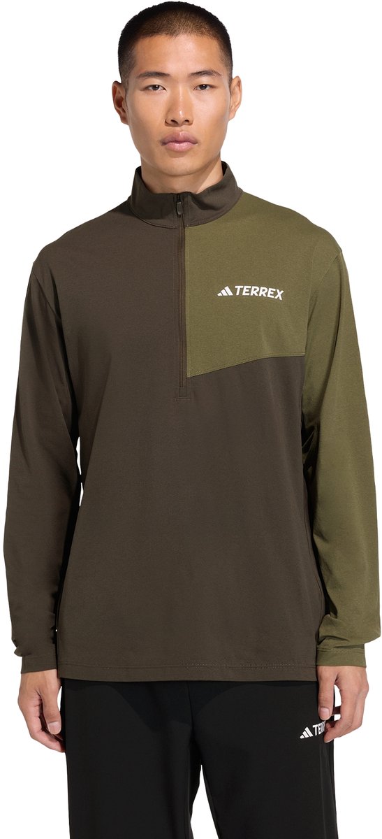 Adidas Terrex Terrex Multi Climacool Longsleeve Met Halflange Rits Heren Groen