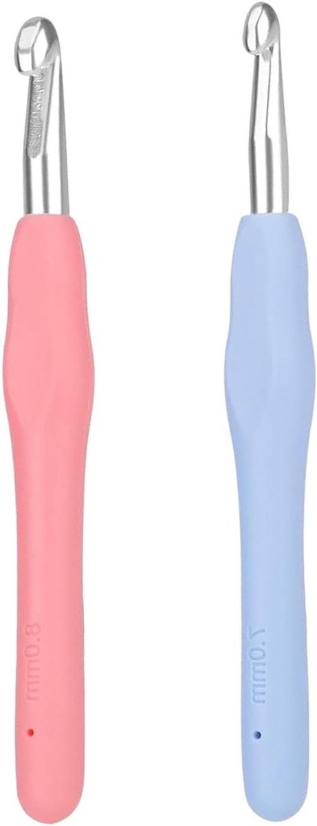 Ronte - Haaknaalden Set 7mm en 8mm met Zachte Grip - Ergonomisch Design - Kleurrijk Breien - Voor Beginners en Artritis - 2 Stuks