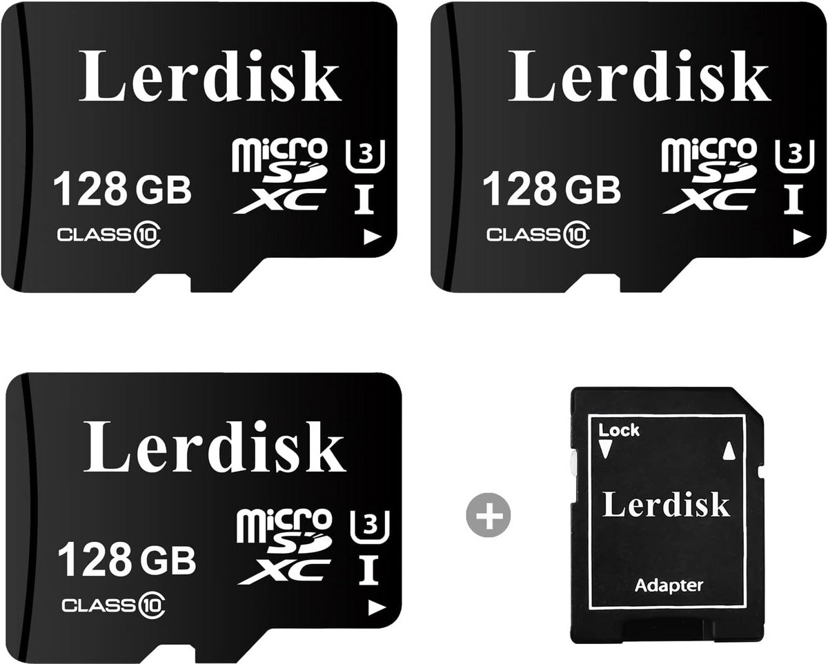 Set van 3 Micro SD Kaarten 128GB - Snelheidsklasse U3 voor 4K Camera's en Consoles