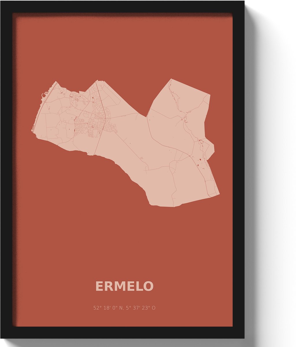 Poster Ermelo A3 - 30 x 42 cm - Rood (Exclusief Lijst)