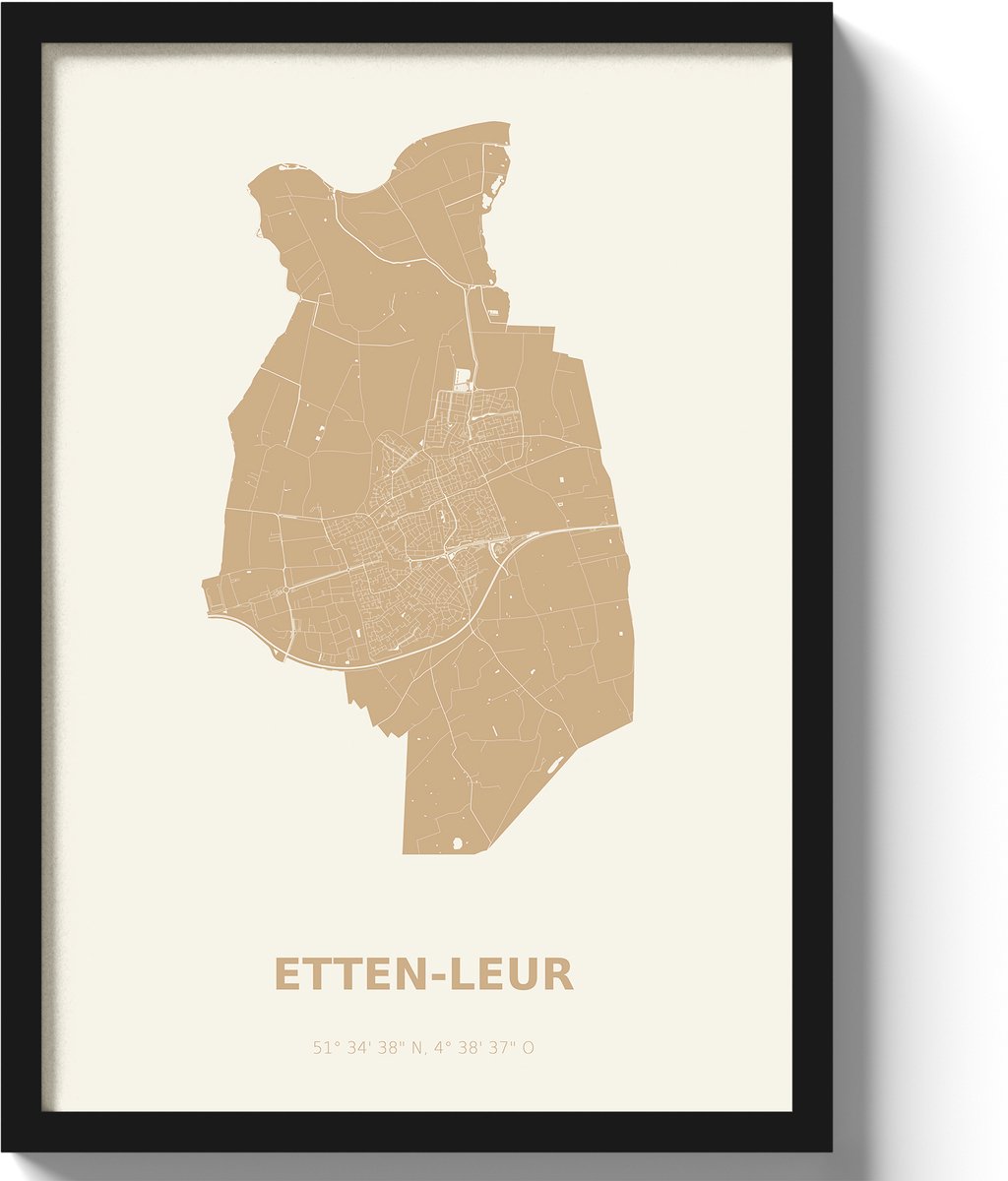Poster Etten-LeurA3 - 30 x 42 cm - Beige (Exclusief Lijst)