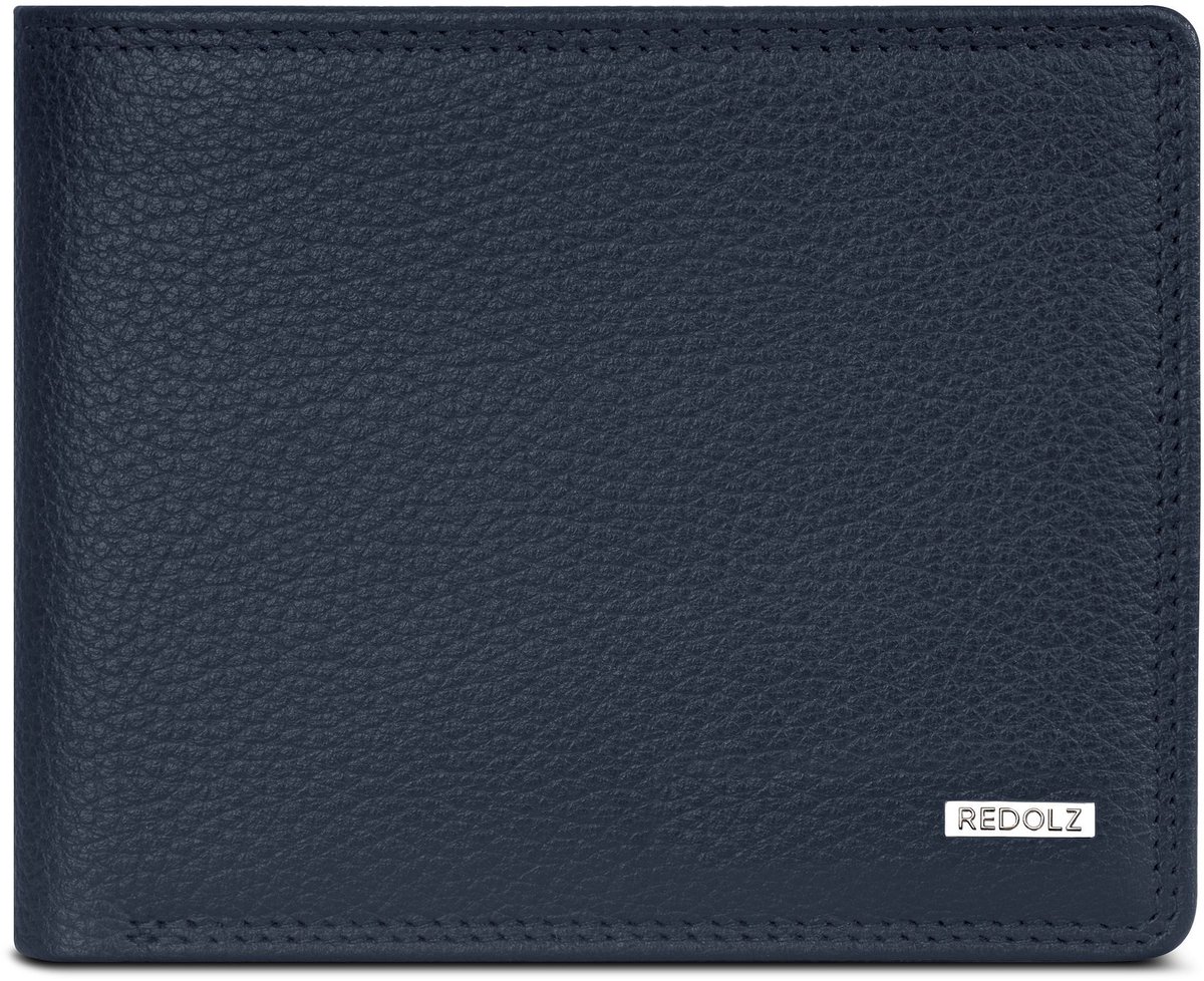 Redolz Leather Essentials QF portemonnee RFID leer 12 cm uitklapbaar - Jongens - Horizontaal - navy