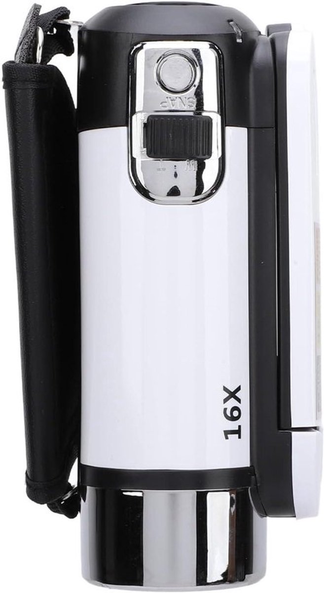 Digitale Zoomcamcorder 24 Inch Scherm 1080P 16MP Videocamerarecorder met Invullicht USB-uitgang Ondersteunt Selfie en Externe Microfoon voor Groeirecords Reizen (WHITE)