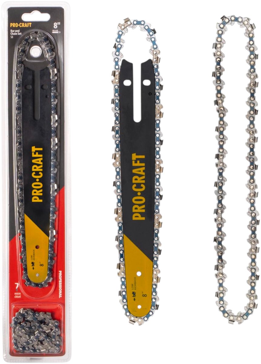 Procraft S8-set met 2x zaagketting 46 TG + 20 cm zaagblad voor PKA32Li