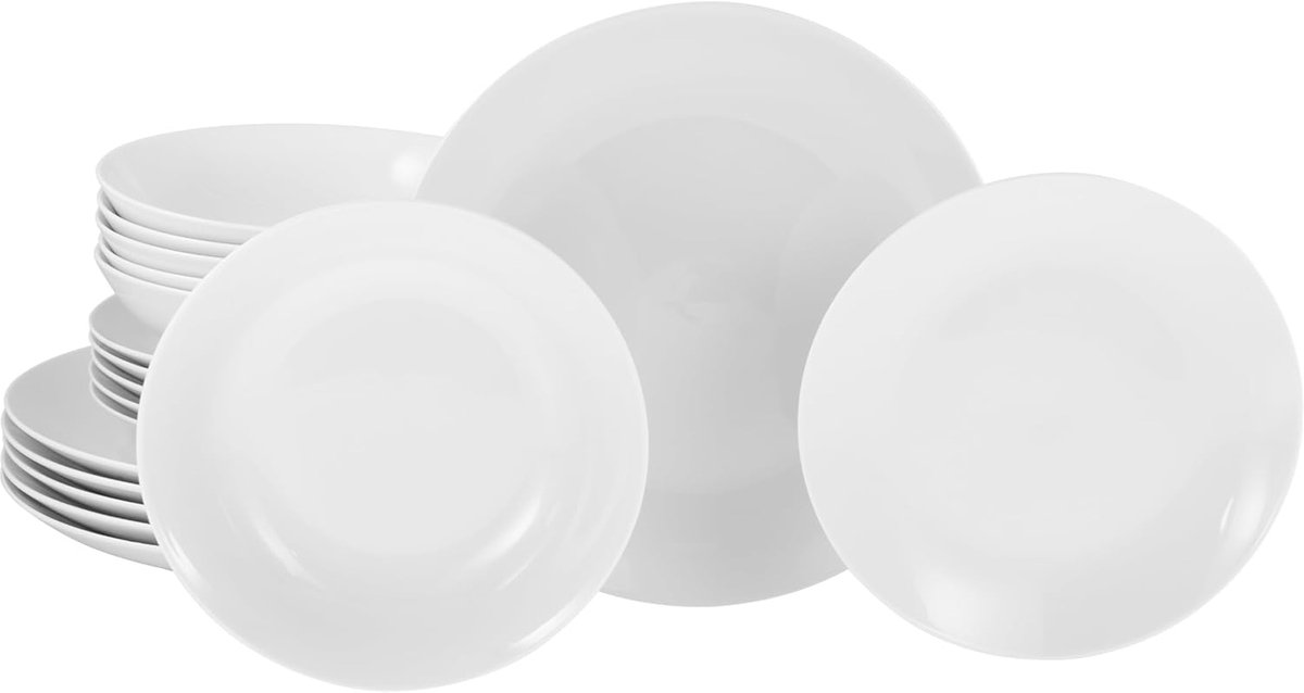 Serviesset 6 Persoons - Serviessets - Bordenset - Chique Bordenset - Porselein - Wit