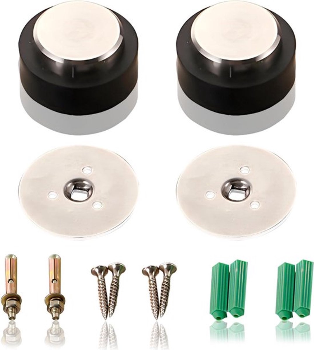 Roestvrijstalen deurstoppers 28 mm zelfklevend - Set van 2 - Voor alle harde vloeren - Bescherming voor deuren, kinderkamer, balkondeur, muren en meubels