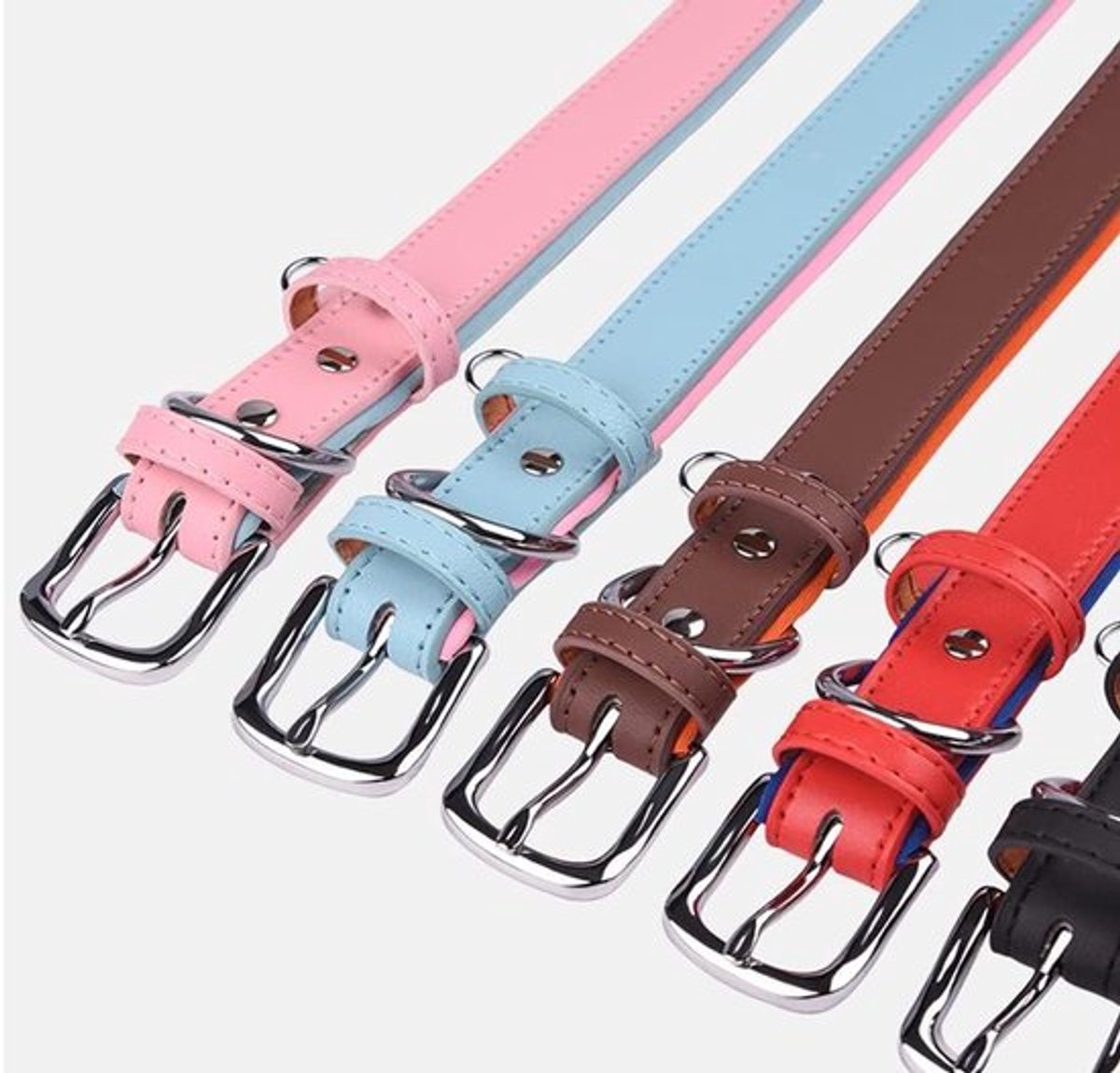 Lederen Halsband voor Kleine Medium Grote Hond - Verstelbaar en Comfortabel - Blauw (L formaat)