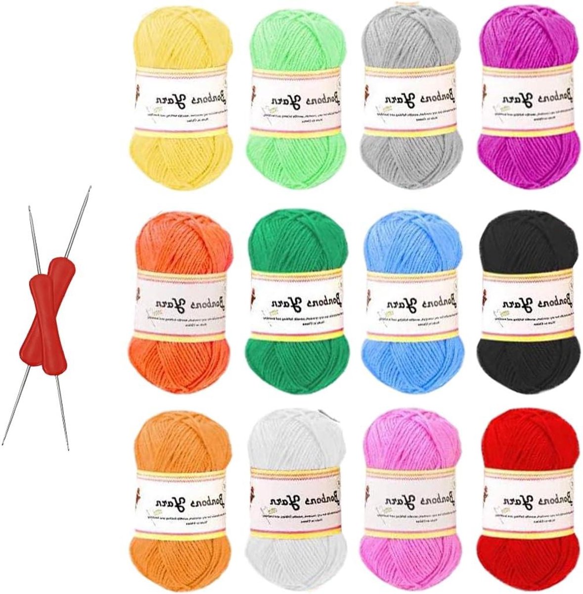 Ronte - Acryl Wol voor Haken en Breien - 12 Kleuren - 50 g per Kleur - Katoengaren - Inclusief Instructies - Truien - Speelgoed - Hobby's