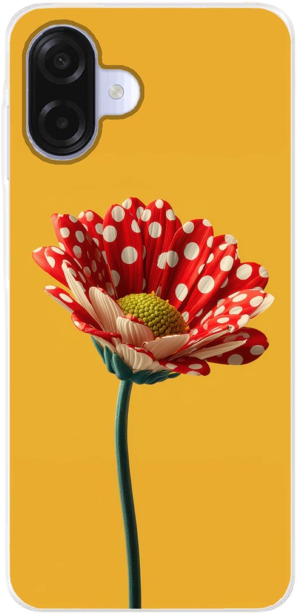 Telefoonhoesje Geschikt voor Samsung Galaxy A07 hoesje - Bloem - Rood - Stippen - Siliconen Telefoonhoesje Telefoonhoesje