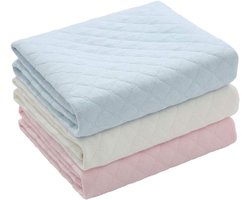 3 stuks waterdichte luierpads voor baby's - milieuvriendelijke katoenen, ademende, wasbare en herbruikbare luierpads - blauw + roze + wit -60*70CM