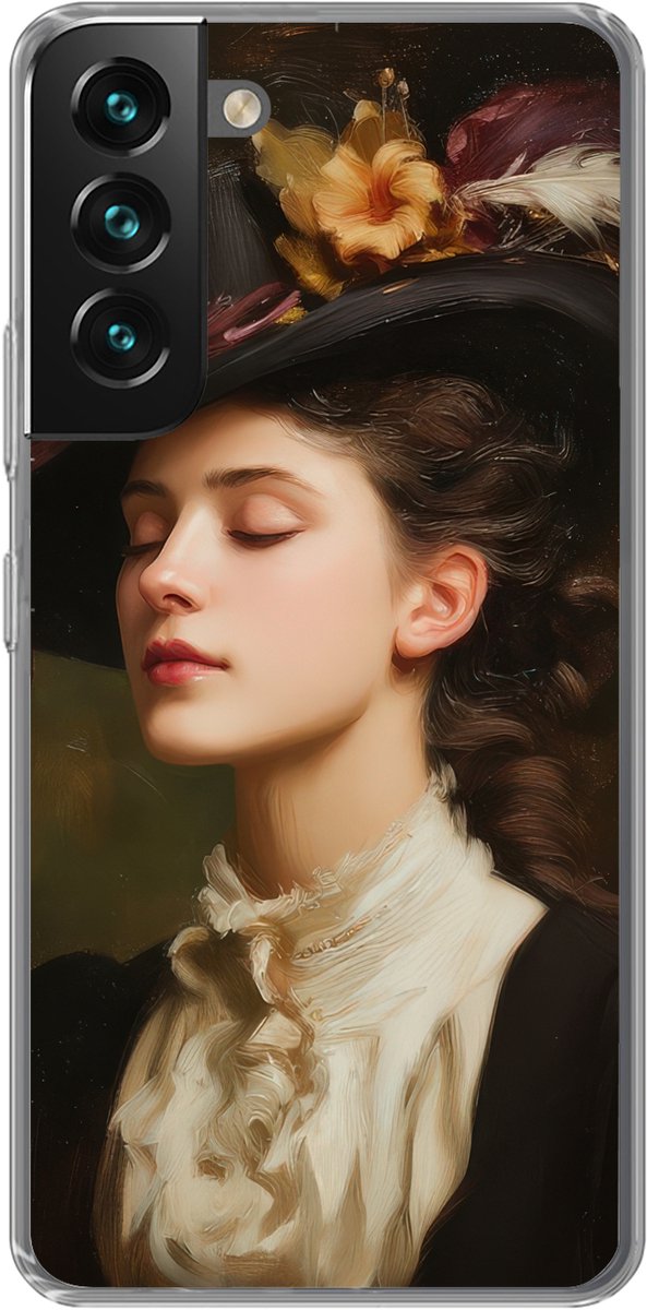 Telefoonhoesje Geschikt voor Samsung Galaxy S22 Plus hoesje - Vrouw - Victoriaans - Portret - Siliconen Telefoonhoesje Telefoonhoesje