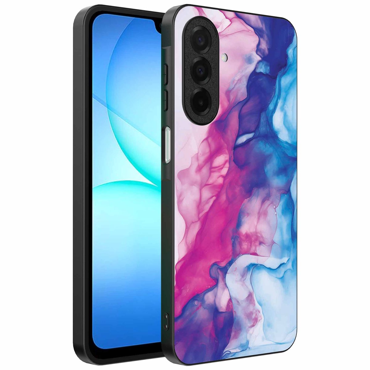 Geschikt voor Samsung Galaxy A17 Telefoonhoesje met Roze Blauw Marmer Opdruk - TPU Backcover Case Rose Blue Marble Design - Smartphonica geschikt voor Samsung Galaxy A17