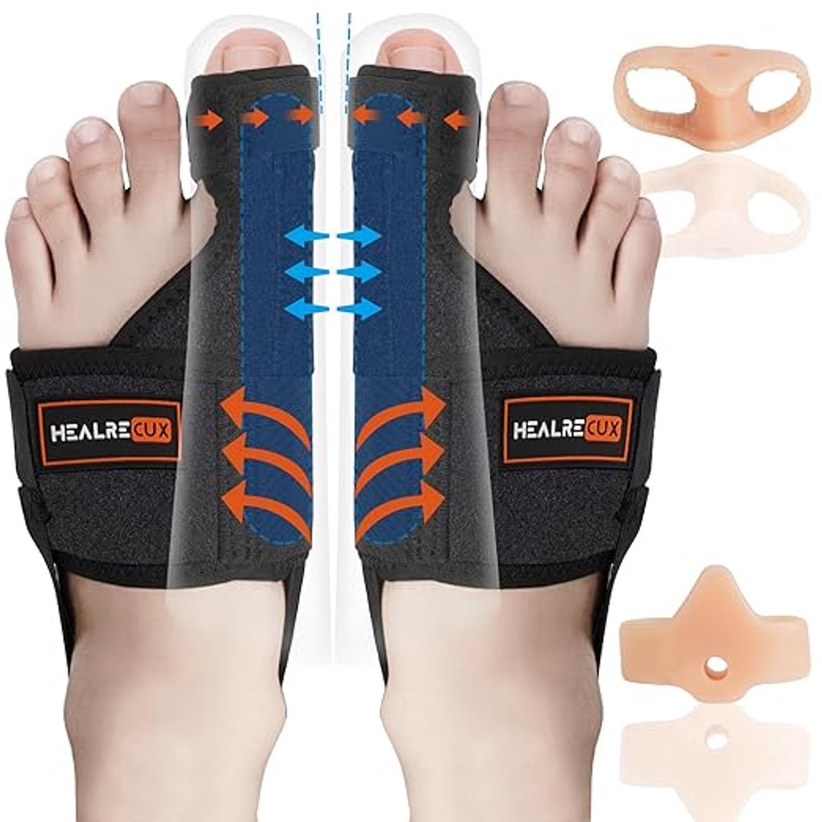 Healrecux Hallux Valgus Corrector - Dag & Nacht Gebruik, Universeel, Zwart