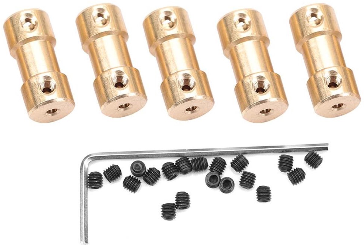 CSGoods - Motor Koperen Askoppeling Connector Mouw Transfer Joint Adapter voor Model schepen Robots - 5 stuks - Vernikkeld Ijzer - Diameter 3mm-4mm.