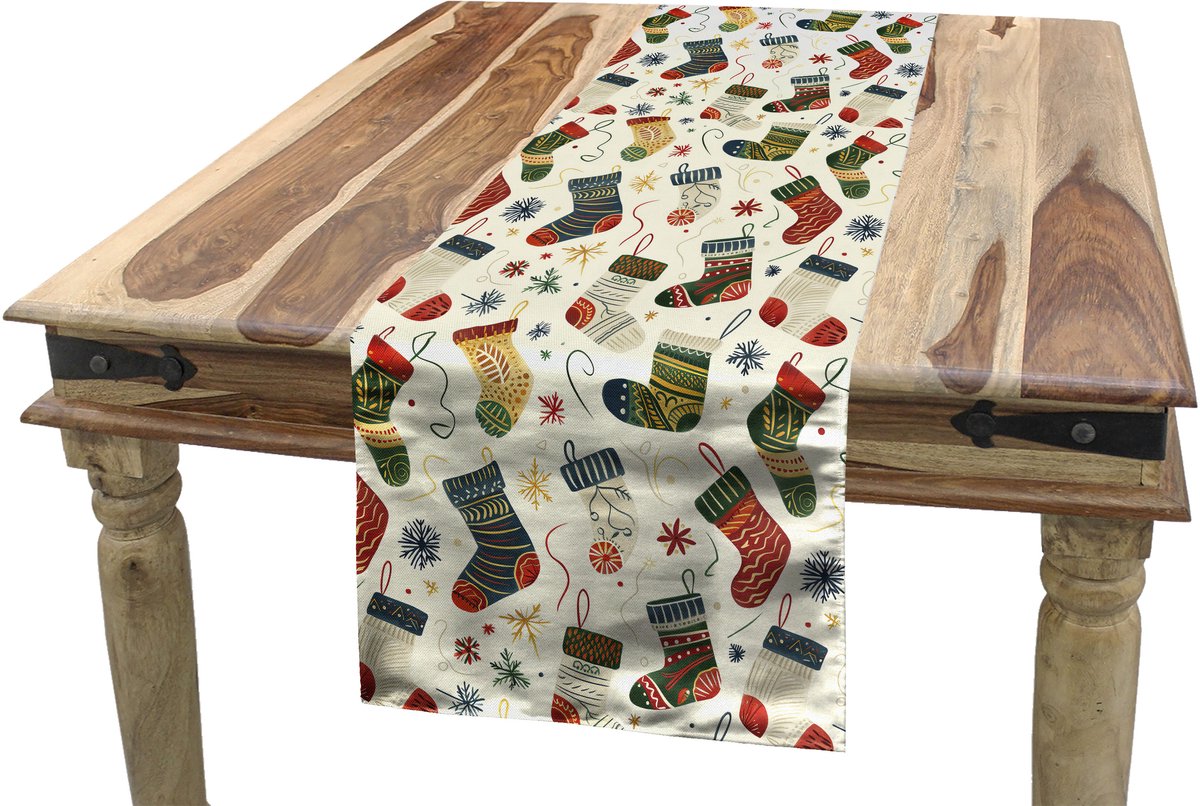 New Bed Kerstmis Kerst kleurrijke kousen Accent Rechthoekige Tafelrunner, 40cm x 180cm