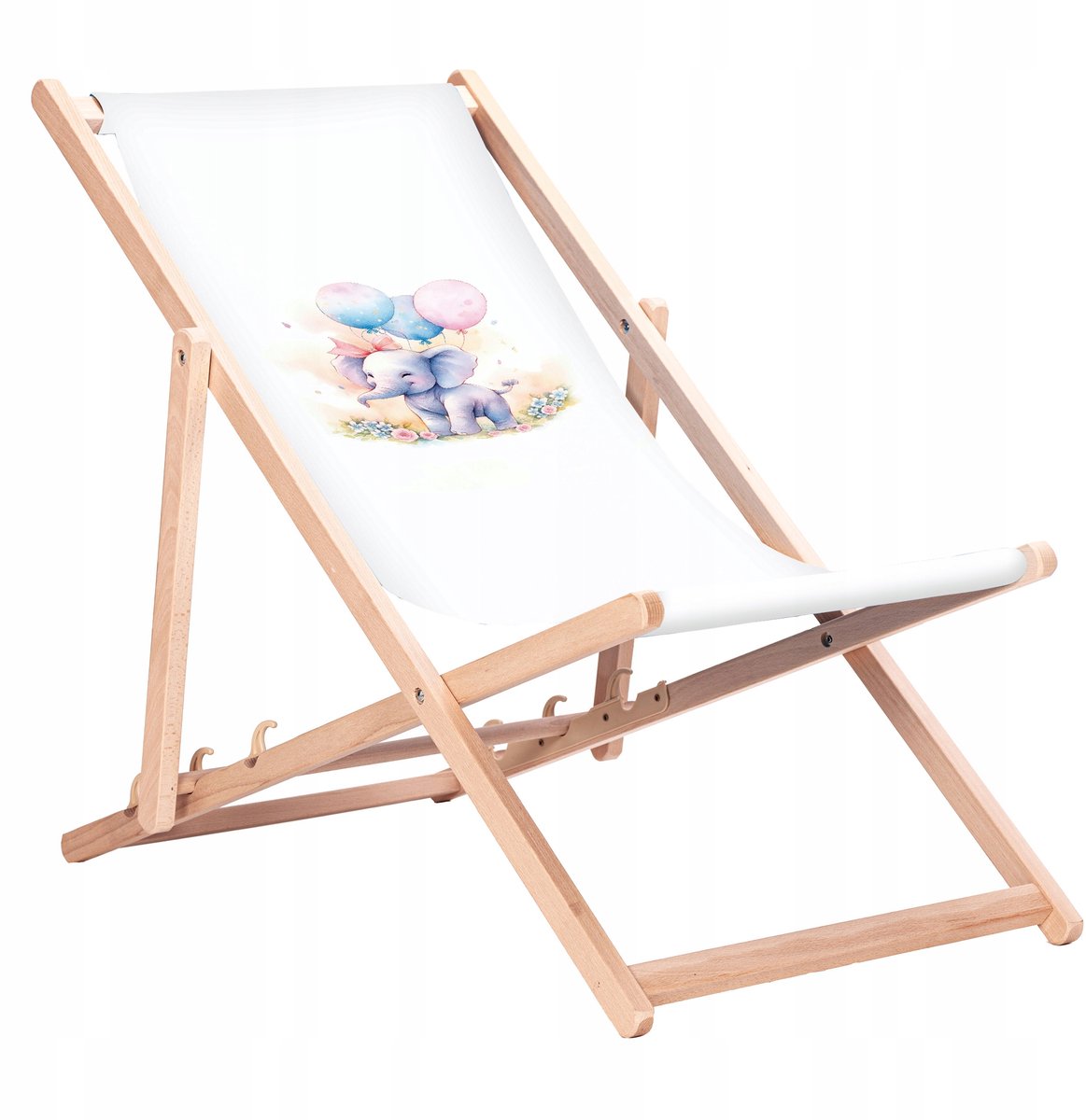 Houten ligstoel met olifantprint - San-Drew KN35