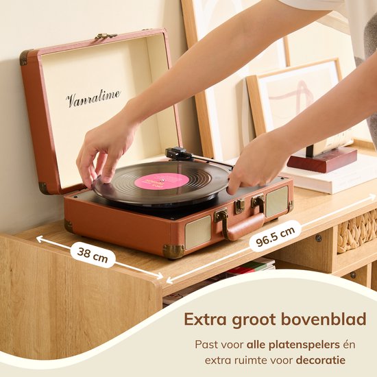 ACAZA LP Opbergsysteem - LP Houder - Premium XL - Lichte Eik - 100 x 75 x 40 cm (L x B x H) - Platenspeler Meubel - Vinyl Opbergsysteem - Platenkast - Platenhouder - 200 Platen — afbeelding 2