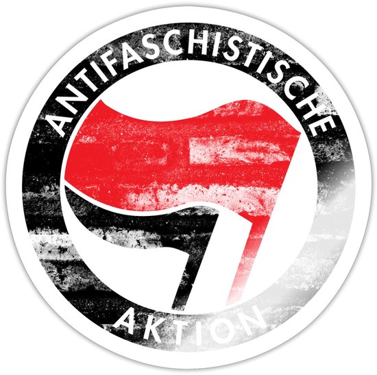 Antifascistische Actie Rood-Zwart Embleem Sticker maat S (10 x 10 cm)