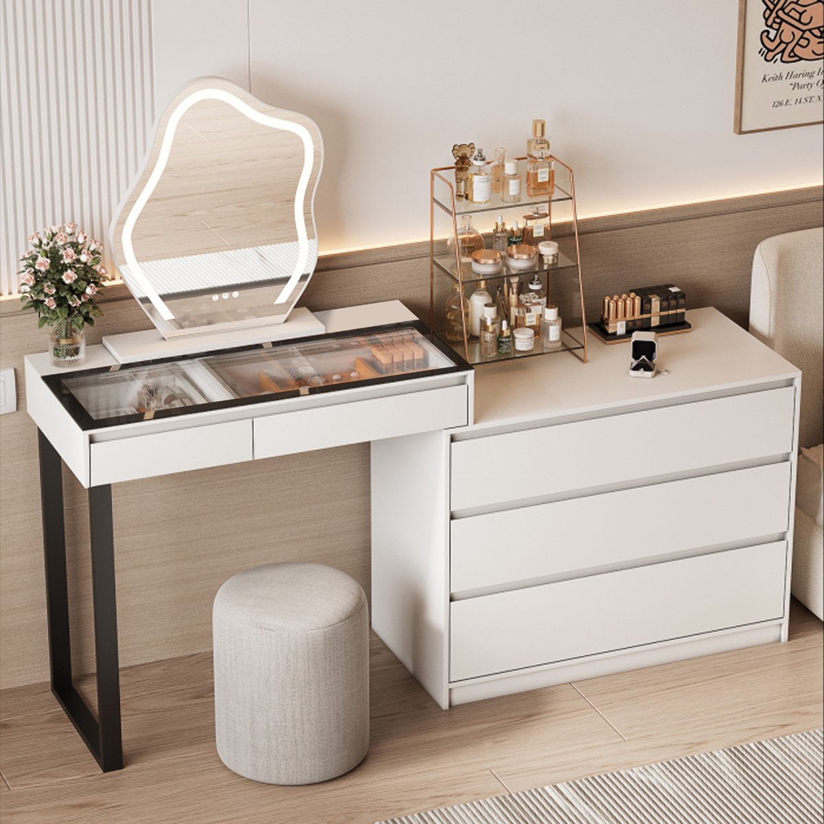 BROTTAR Schminktisch mit Spiegel und LED-Beleuchtung