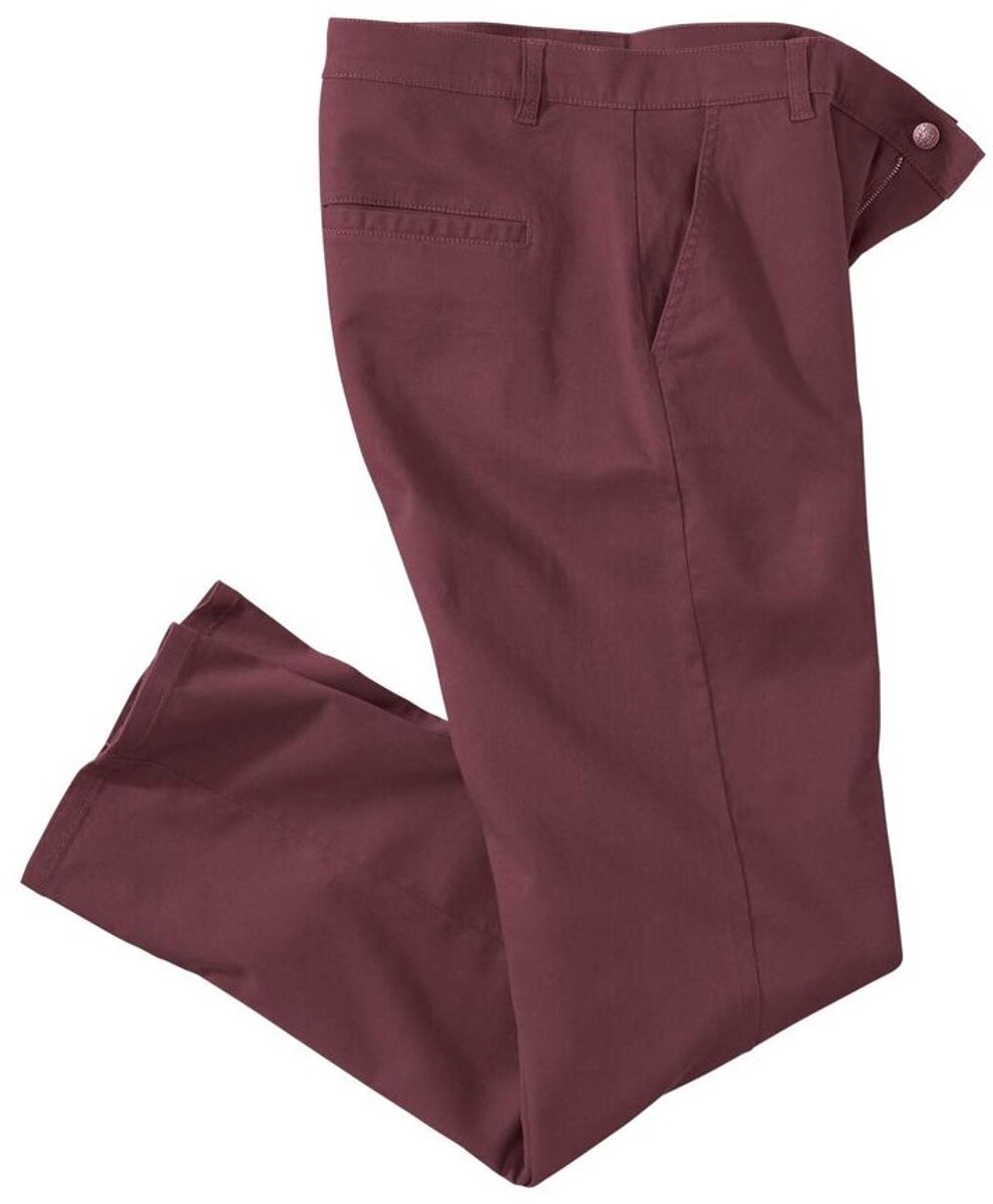 ATLAS FOR MEN - Bordeauxrode chino met stretch - Heren - Verkrijgbaar in grote maten - W34