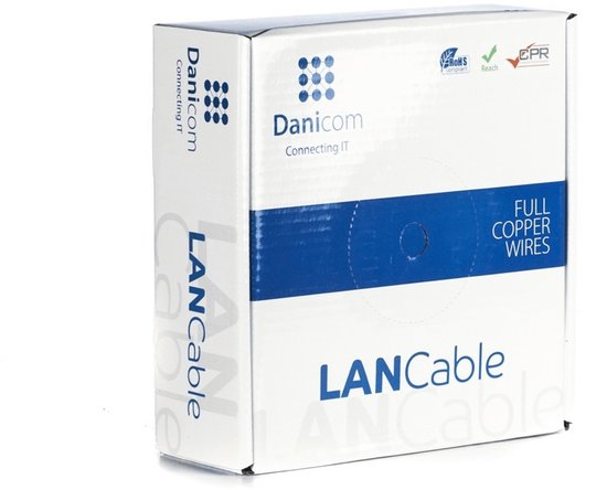 Câble DANICOM CAT6A U/UTP 50 mètres op rol , rigide - LSZH (Dca) - Boîtier extractible - Câble Internet - Câble réseau - Câble UTP