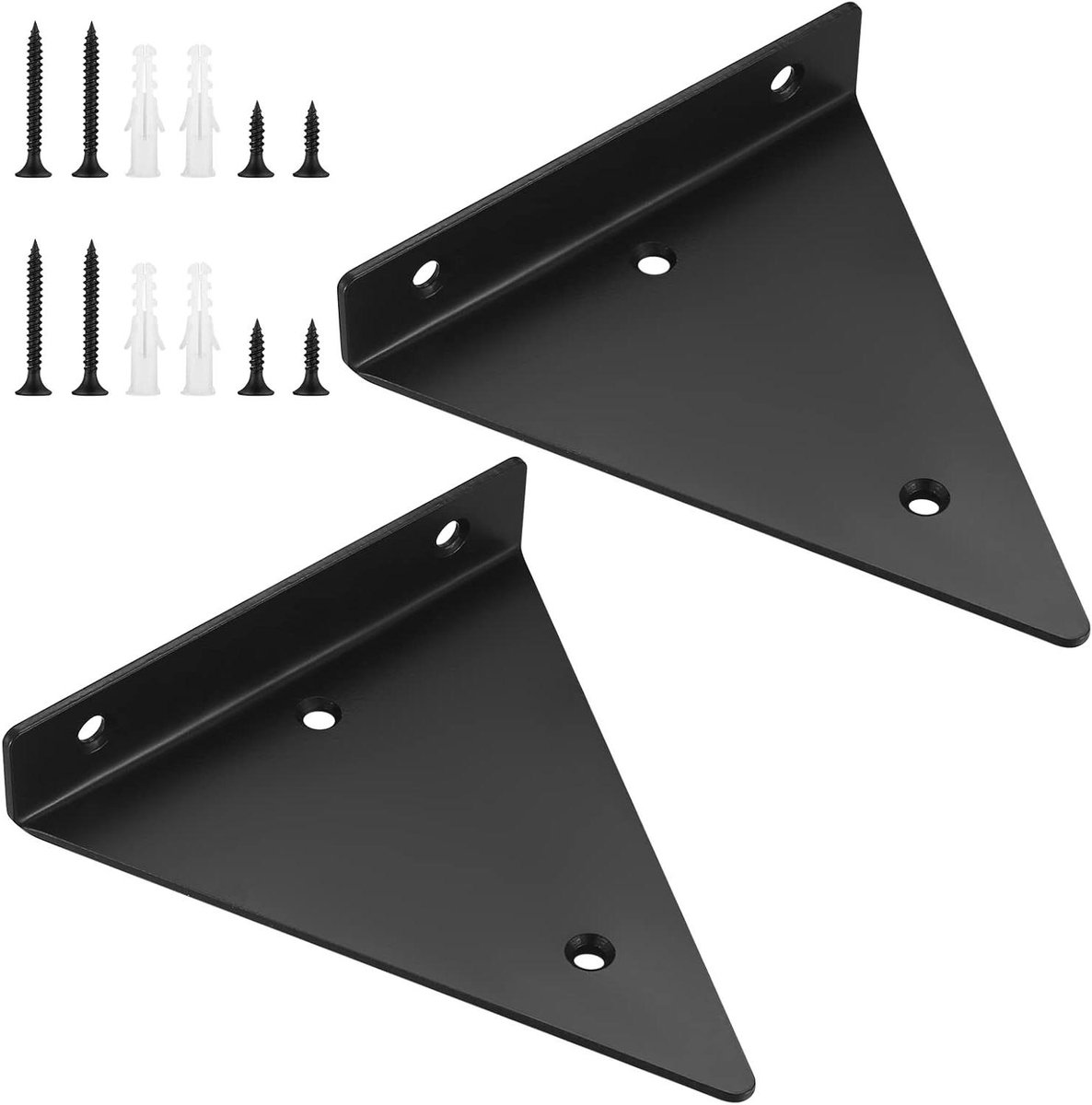 CSGoods - Zwevende plankhouders, onzichtbare driehoekige wandhouders, robuuste metalen wandmontage, opbergrek, boekenplank, set van 2.