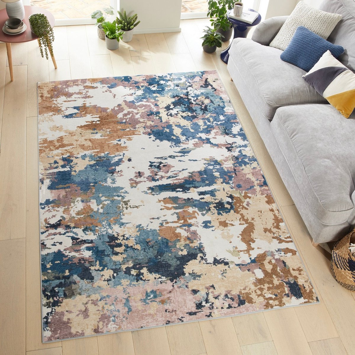 Concept Looms Liberty LIB110 Cobalt Vloerkleed - 200 x 300 cm - Veelkleurig - Rechthoekig - Polyester - Woonkamer, Eetkamer, Slaapkamer, Keuken - Abstract - Wasbaar, Modern