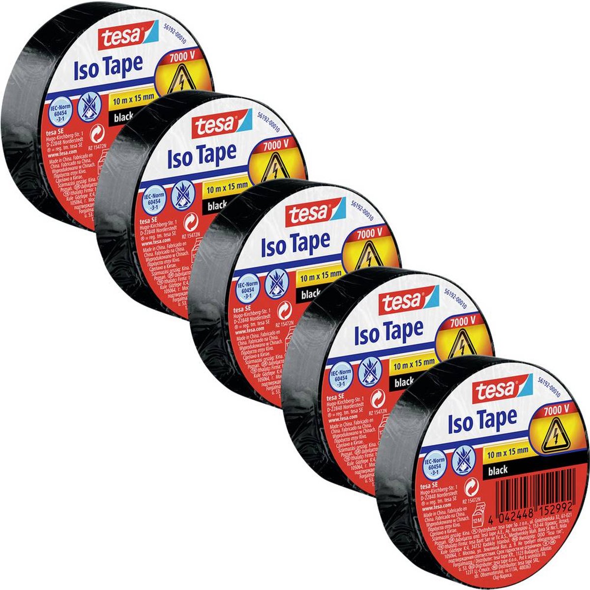 tesa 56192-00502-23 Isolatietape tesa Zwart (l x b) 10 m x 15 mm 5 stuk(s)