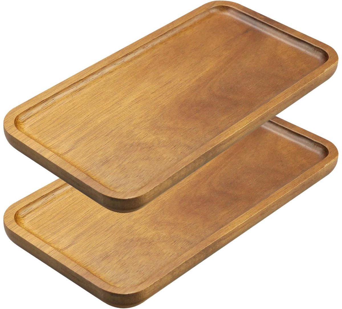 Stunq® Stijlvol Rechthoekig Houten Dienblad Set voor Diverse Gebruiken - 2 Stuks