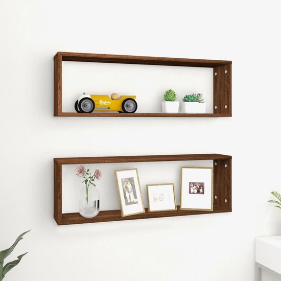 vidaXL Wandschappen kubus 2 st 80x15x26,5 cm bewerkt hout wit vidaXL Wandschappen kubus 2 st 80x15x26,5 cm bewerkt hout wit
