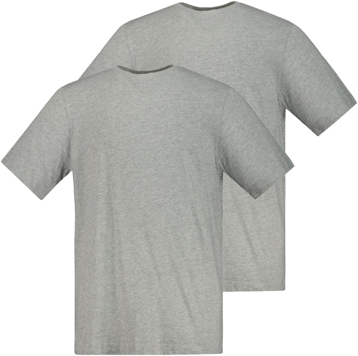 JP 1880 - Heren - T-shirts basic set van 2 ronde hals - Grijs melange - Maat 3XL