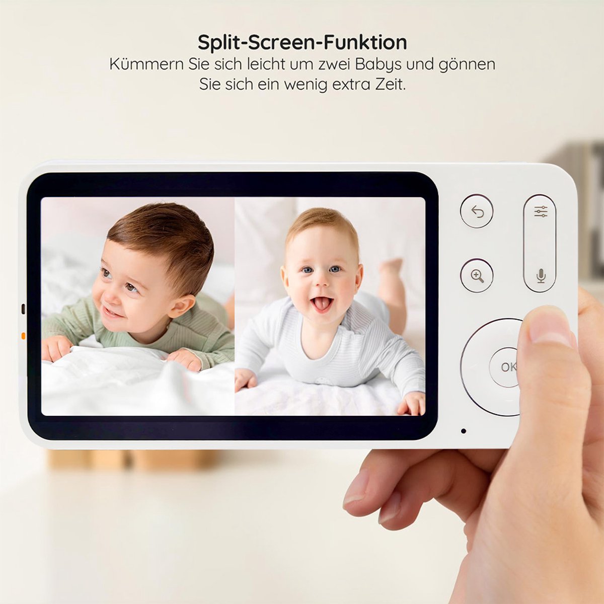 Wifi Baby Monitor - Babyfoon Met Camera 2K 3MPx - Babyfoon met 5 inch scherm - Splitscreen - Full HD Resolutie - Slaapliedjes - Temperatuur - Alexa & Google - Terugspreekfunctie - Video & Audio – foto 4