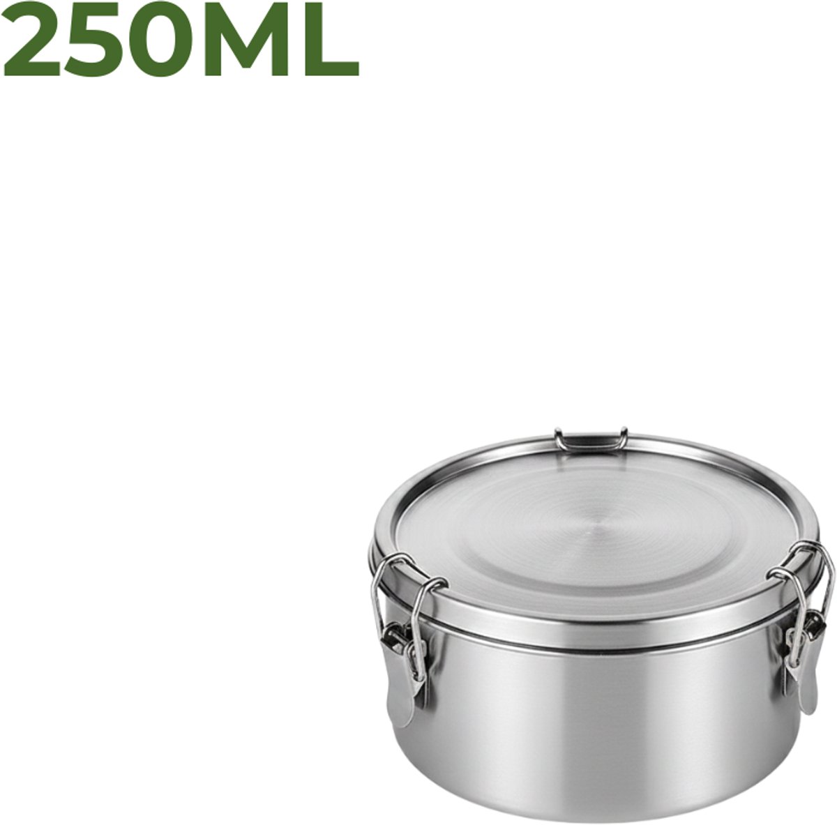 My Green Deal – RVS Ronde Lunchbox 250ml – Duurzame Broodtrommel & Snackbox – Fruitbakje Volwassenen & Kinderen – Meal Prep Bakje – Lekvrij & Herbruikbaar