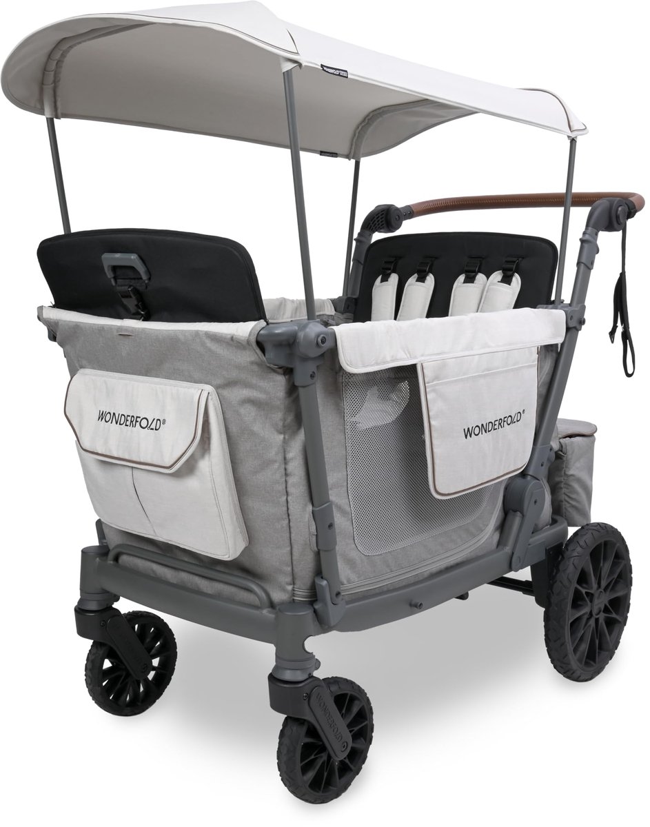 WonderFold L4 Bolderkar - Kinderwagen met 4 zitplaatsen - Opvouwbaar - Grijs - (Draagvermogen tot 97.2kg)