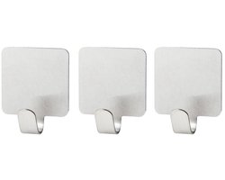Set van 3 vierkante zelfklevende haken van roestvrij staal Fackelmann Tecno