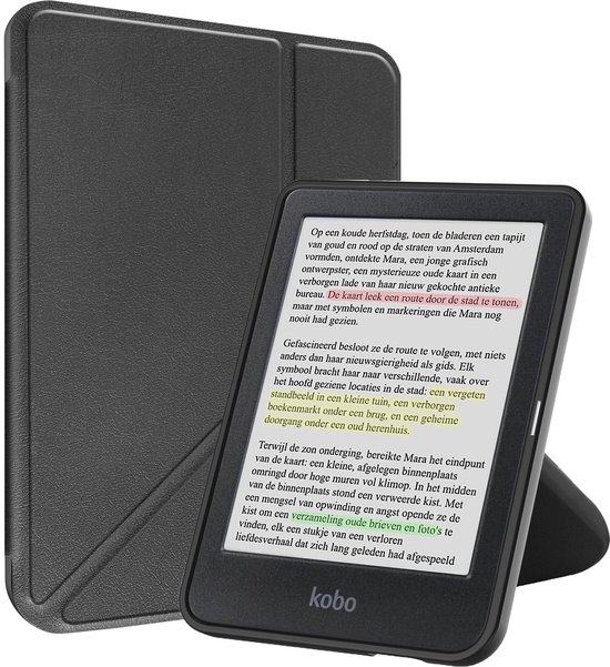 Scoby Hoesje Geschikt voor Kobo Clara BW en Colour - Luxe Bescherm Case - Trifold - Book Cover - Tablet Cover - Zwart - 2 stuks — afbeelding 3