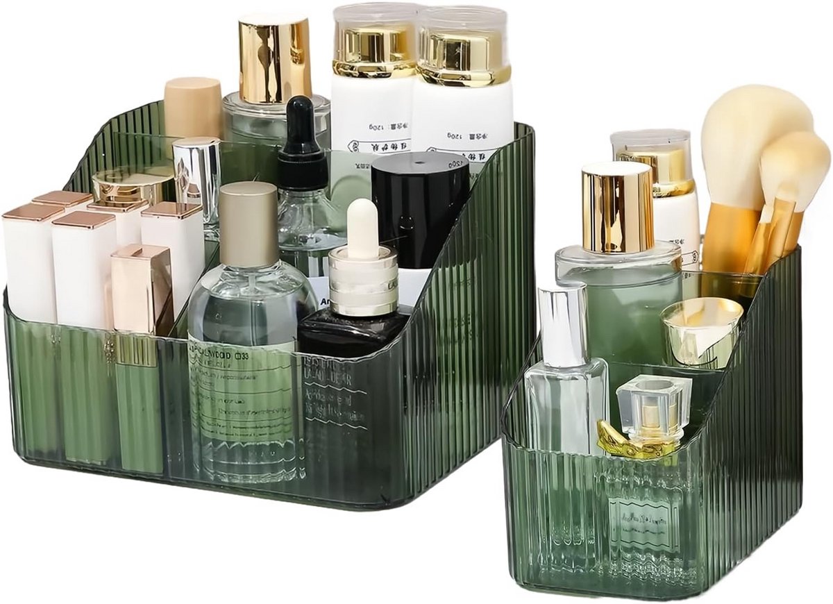 2x Transparante Make-up & Huidverzorging Organizers - Flexibele Opbergdozen